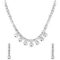 Yellow Chimes Jewellery Set for Women and Girls Crystal Bridal Jewellery Set for Wedding | White Stone Bridal Jewellery Set | Birthday Gifts For Women Valentine Gift for Girls