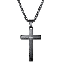 Yellow Chimes Pendant for Men and Boys Black Pendants For Men | Stainless Steel Lords Prayer Cross Pendant Necklace Chain for Men | Birthday Gift for Men and Boys Anniversary Gift for Husband
