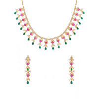 Yellow Chimes American Diamond Necklace Set For Women | Multicolor Stone Gold Plated Jewellery Set For Women | Diamond Necklace Set | Birthday Gift for Girls Anniversary Gift for Wife