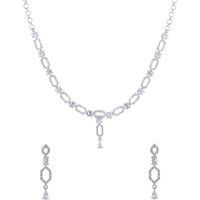 Yellow Chimes Jewellery Set for Women and Girls Traditional American Diamond Jewellery Set | Rosegold Plated AD Necklace Set for Women | Birthday Anniversary Gift for Girls & Women (Style 4)