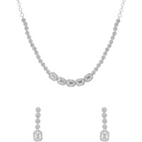 Yellow Chimes Jewellery Set for Women and Girls Traditional American Diamond Jewellery Set | Rosegold Plated AD Necklace Set for Women | Birthday Anniversary Gift for Girls & Women (Style 5)