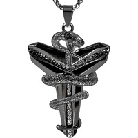 THE MEN THING BLACK MAMBA - Pure Titanium Steel Black Mamba Pendant with 24inch Round Box Chain for Men & Boys
