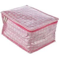 Kuber Industries Check Design Laminated PVC Jewelry Organiser Jewelry Storage Bags for Necklace, Earrings, Rings, Bracelet With 10 Transparent Pouches (Pink)-HS43KUBMART25836