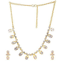 Gehena By Estele Gold Plated Splendid Necklace Set With Glowing Crystals For Girls and Women