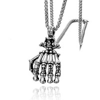THE MEN THING SKELEHAND - Alloy Pendant with Pure Stainless Steel 24inch Chain for Men, American trending Style - Round Box Chain for Men & Boy