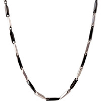 THE MEN THING Pure Stainless Steel Black Silver Rice Chain 24inch - European Trending Style - Necklace for Men & Boy
