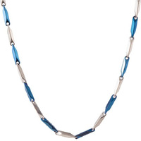 THE MEN THING Pure Stainless Steel Blue Silver Rice Chain 24inch - European Trending Style - Necklace for Men & Boy