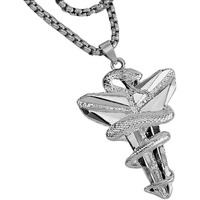 THE MEN THING Alloy Silver Mamba Pendant with Pure Stainless Steel 24inch Chain for Men, European trending Style - Round Box Chain & Pendant for Men & Boys