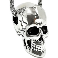 THE MEN THING SKULL HARD - Alloy Silver Skull Pendant with Pure Stainless Steel 24inch Round Box Chain, European trending Style Men & Boy