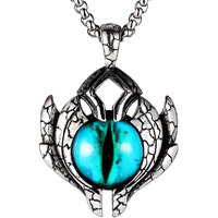 THE MEN THING BLUE EYE PROTECT (A) - Alloy Pendant with Pure Stainless Steel Round Box Chain, European trending Style for Men & Boy (24 inch)