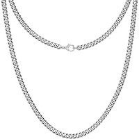 THE MEN THING Chain for Men - 6mm Diamond-Cut Cuban Chain Silver Stainless Steel 21inch for Men & Boys