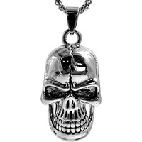 THE MEN THING BIG SKULL - Alloy Pendant with Pure Stainless Steel 24inch Round Box Chain, American trending Style for Men & Boy