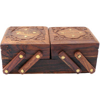 DECORVAIZ Handcraft Wooden Jewellery Box cum Storage Holder and Organiser