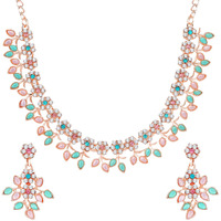 Atasi International Gold Plated Crystal Necklace Jewellery Set with Earrings Suited for Party Wedding Festive for Women (Multicolor)