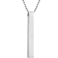 Fashion Frill Mens Jewellery 3D Cuboid Vertical Bar/Stick Stainless Steel Black Silver Locket Pendant Necklace For Boys and Men Unisex Pendant (Casual)