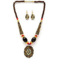 Shining Diva Fashion Latest Stylish Traditional Tibetan Pendant Necklace Jewellery Set for Women (rrsd15543s)