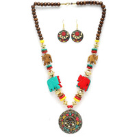 Shining Diva Fashion Latest Stylish Traditional Tibetan Pendant Necklace Jewellery Set for Women (rrsd15534s)