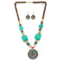 Shining Diva Fashion Latest Stylish Traditional Tibetan Pendant Necklace Jewellery Set for Women (rrsd15532s)