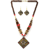 Shining Diva Fashion Latest Stylish Traditional Tibetan Pendant Necklace Jewellery Set for Women (rrsd15550s)