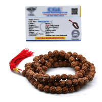 Crystal Heaven Rudraksha Mala Necklace For Men, 108 Beads Original Panchmukhi Rudraksha Japa Mala Saadi - AAA Grade 5 Mukhi Rudraksha Mala For Protection, Meditation And Yoga
