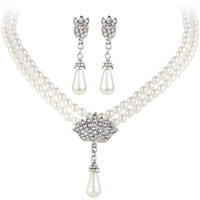 Shining Diva Latest Pearl Design Necklace Jewellery Set for Women (Design12-silver) (rrsd9583s)