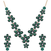 YouBella Jewellery Sets for Women Crystal Necklace Jewellery set with Earrings For Girls/Women (Green)