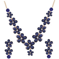 YouBella Jewellery Sets for Women Crystal Necklace Jewellery set with Earrings For Girls/Women (Blue)