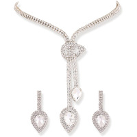 Shining Diva Fashion Latest Stylish Design Fancy Crystal Diamond Necklace Jewellery Set for Women (15278s)
