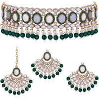 Sukkhi Classy Choker Necklace Earring Jewellery Set with Maangtikka Jewellery Set for Women