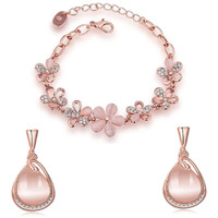 Shining Diva Fashion Crystal Collection Gold Plated Jewellery Set for Women (Rose Gold)(cmb280_8306b_9580er)