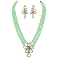 I Jewels 18k Gold Plated Traditional Kundan & Pearl Studded Necklace Jewellery Set For Women (ML311Min)