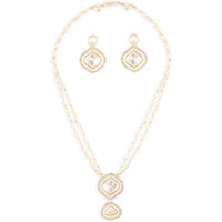 ZAVERI PEARLS Gold Tone Double Layered Austrian Diamonds Beaded Embellished Necklace & Earring Set For Women-ZPFK17075