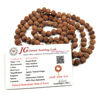 rocksmins Natural Original 5 Panch Mukhi Rudraksha Jaap Mala with Lab Certificate (108+1 Guaranteed) 8 mm Beads for Pooja Astrology Wearing in Neck/Holding Men Women Boys Girls Protection Meditation