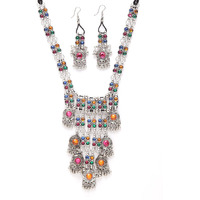 Shining Diva Fashion Latest Stylish Traditional Oxidised Silver Necklace Jewellery Set for Women (13110s)