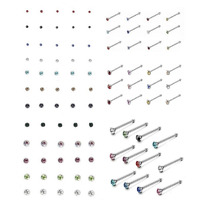 VAMA FASHIONS Body Piercing Jewelry Hole Nose Hoop Ring Multicolor Sterling Nose pin Studs for Women & Girls (60 Pcs - 1.5/2.5 / 3mm)