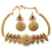 Sasitrends Traditional Jewellery Set Gold Plated Neck Choker Set Ad Stone Studded For Women And Girls