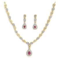 ZENEME Jewellery Set Gold Plated Glossy American Diamond Necklace Set With Earrings Jewellery For Women & Girls