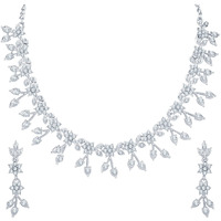 Atasi International Silver Plated Crystal AD Diamond Necklace Jewellery Set with Earrings for Women and Girls Suits Best Party, Wedding and Occasional Wear (R5570)