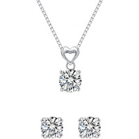 Shining Diva Fashion Platinum Plated Solitaire Diamond Pendant Necklace Jewellery Set Gifts for Women and Girls (White) (14624s)