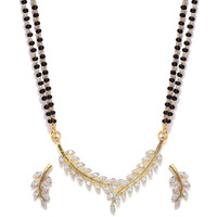 YouBella American Diamond Gold Plated Mangalsutra Pendant with Chain and Earrings for Women