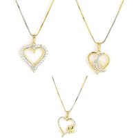 ZENEME Jewellery Set Gold Plated American Diamond Heart Shape and Crystal Style Pendant Necklace Set for Women and Girls Set Of 3 (Design 3)