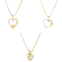 ZENEME Jewellery Set Gold Plated American Diamond Heart Shape and Crystal Style Pendant Necklace Set for Women and Girls Set Of 3 (Design 10)