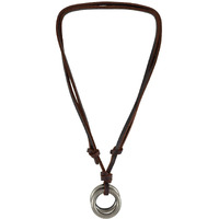 Young & Forever Gift Men-Tastic Collection Boho Bohemian Vintage Double Ring Pendant Adjustable Leather Cord Mens Necklace for Mens Women