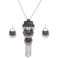 Shining Diva Fashion Latest Stylish Traditional Oxidised Silver Necklace Jewellery Set for Women (13174s)