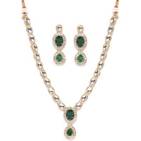 ZAVERI PEARLS Gold Tone Kundan & Green Stones Wedding Collection Necklace & Earring Set For Women-ZPFK9597