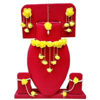 YouBella Jewellery Set for women Floret Gota Patti Necklace, Earrings, Bracelet & Maang Tika For Women & Girls (Mehandi/Haldi) (Yellow)