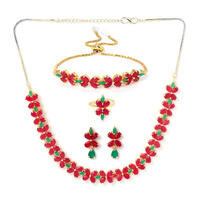 ZENEME Jewellery Set for Women American Diamond Combo of Necklace Set with Earrings, Bracelet and Ring for Girls and Women (Design 1)