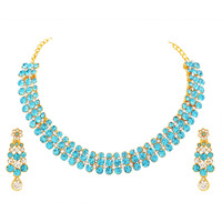 Atasi International Gold Plated Modish Blue Diamond Necklace Set For Women - Jewellery Collection for Weddings, Parties, and Festivals