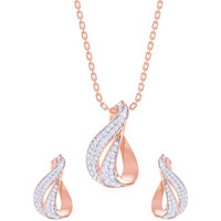 Clara 925 Sterling Silver Agda Pendant Earring Chain Jewellery Set | Rose Gold Rhodium Plated, Swiss Zirconia | Gift for Women & Girls