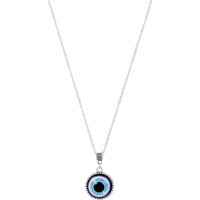 Fashion Frill Stylish Silver Chain For Men Girls Silver Plated Evil Eye Silver Chain Pendant For Men Boys Women Gift for Sister Love Gift Unisex Pendant Necklace